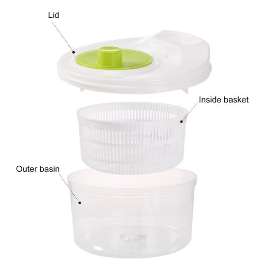 Центрифуга для обжарки салата, овощей, фруктов, миска для мытья салата, большая емкость, без BPA, двухслойная, съемная, ручная центрифуга для обжарки салата