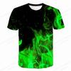 Summer Men's Flame 3D Printed T-shirt Men's Fashionable Short Sleeved Hip-hop Top