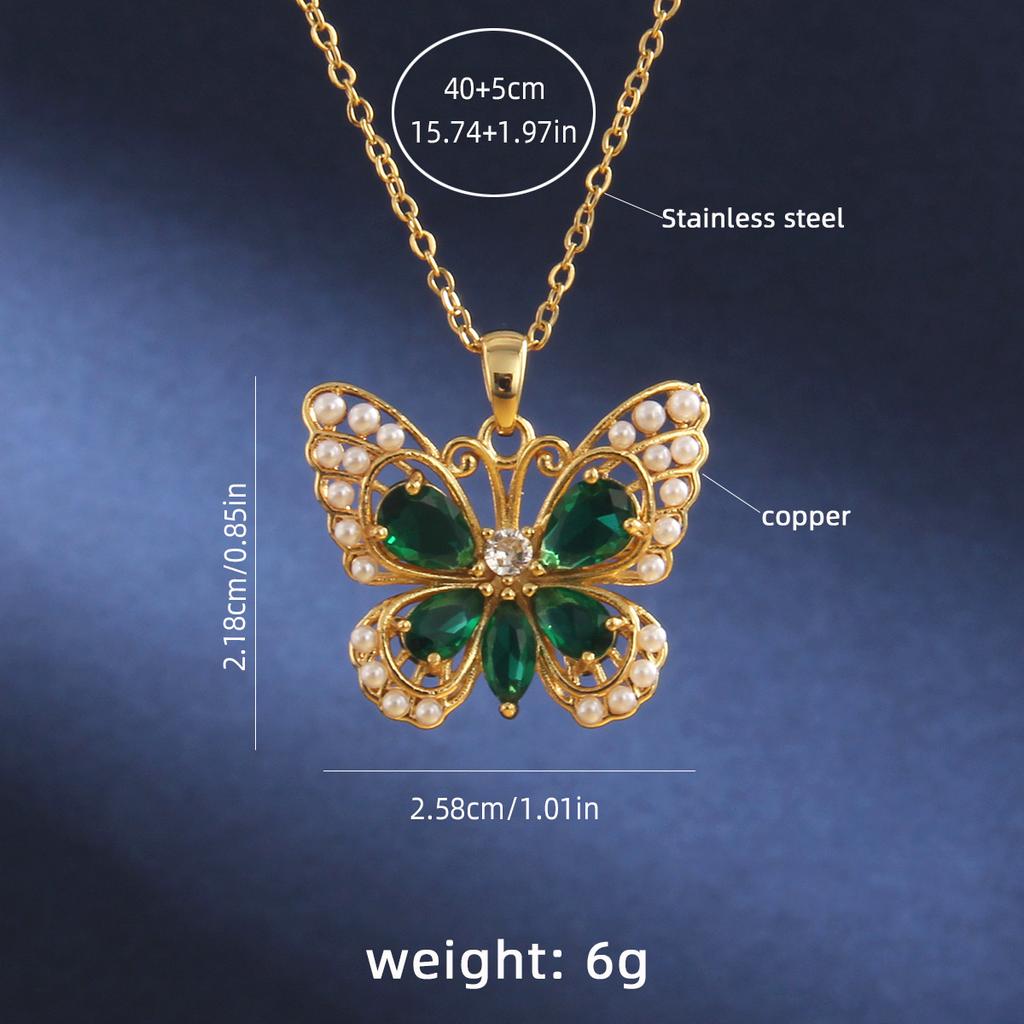Hot Selling Pearl Butterfly Necklace, High-end Copper Plated 18K Gold, Versatile Collarbone Chain for Women