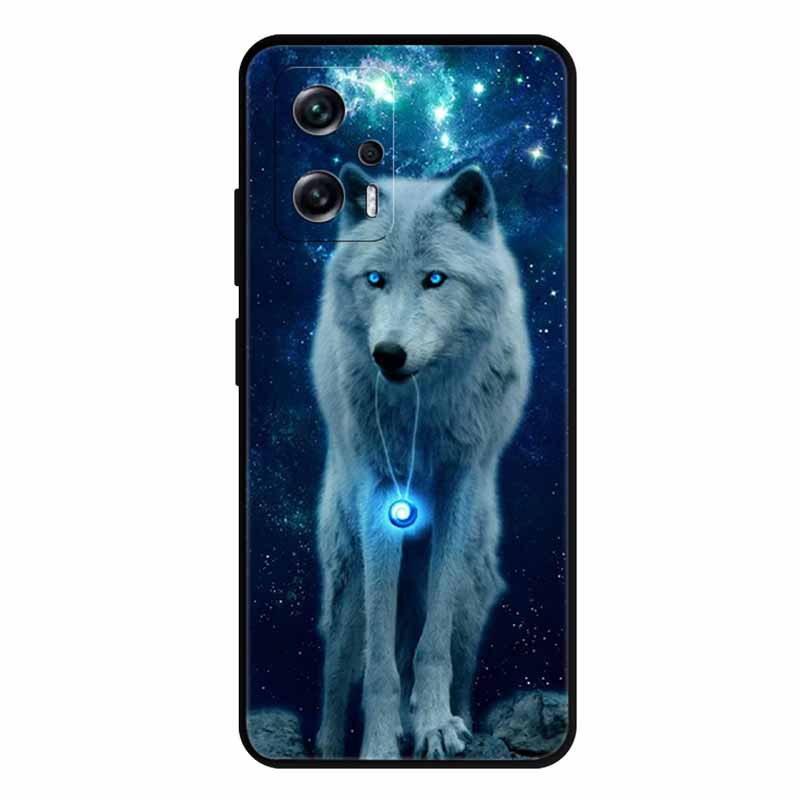 For Xiaomi Poco X4 GT Case X4GT X 4 GT Wolf TPU Silicone Soft TPU Back Cover for Poco X4 GT Para Cartoon Black Edge Fundas Coque