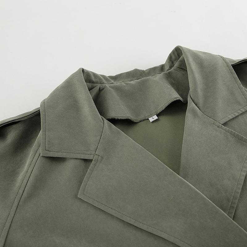 Женская однотонная куртка с длинным рукавом на шнуровке, модное однотонное пальто-тренч короткой длины с лацканами и поясом для осени и на каждый день, уличная одежда