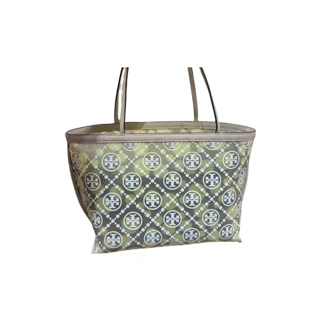 Tory Burch T Monogram Iconic Pattern T Letter Nylon Tote Bag Women Tote Khaki 169686-250