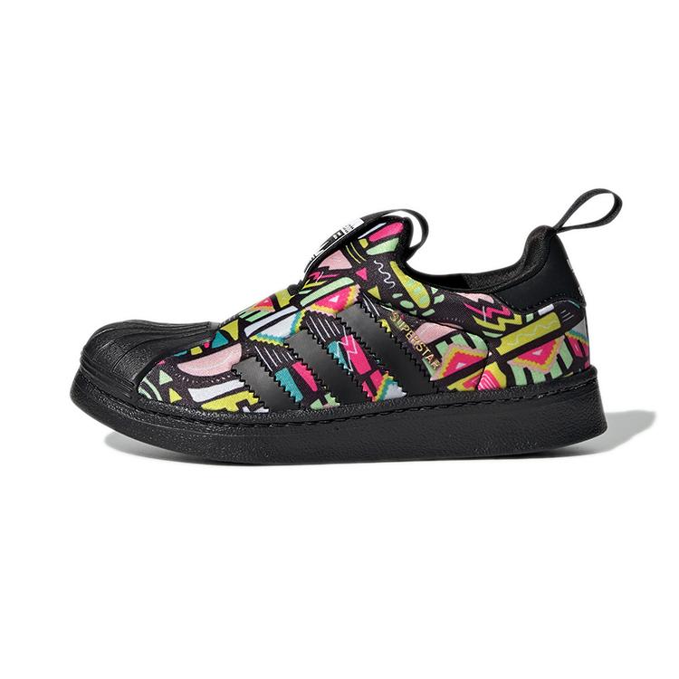 Adidas Originals SUPERSTAR 360 Comfortable Abrasion Resistant Low top Skateboard Shoes Black Yellow Kids' EE8386