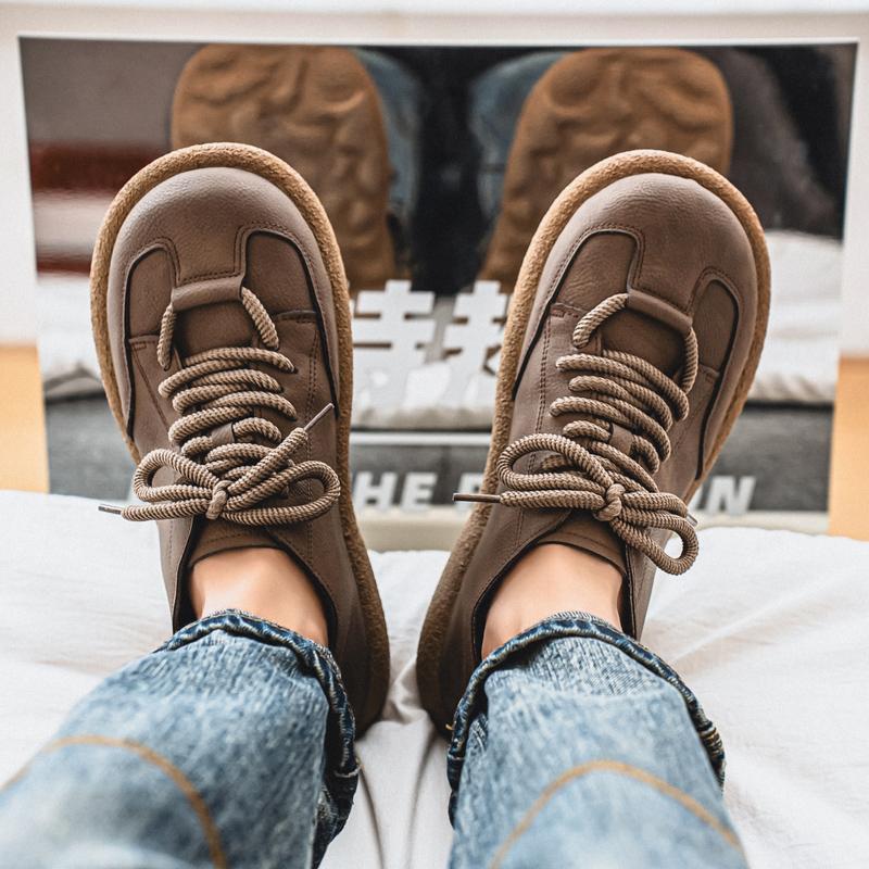 Мужские ботинки в стиле ретро, обувь, модная повседневная обувь для вождения, черные, хаки, обувь с широким носком, большие размеры