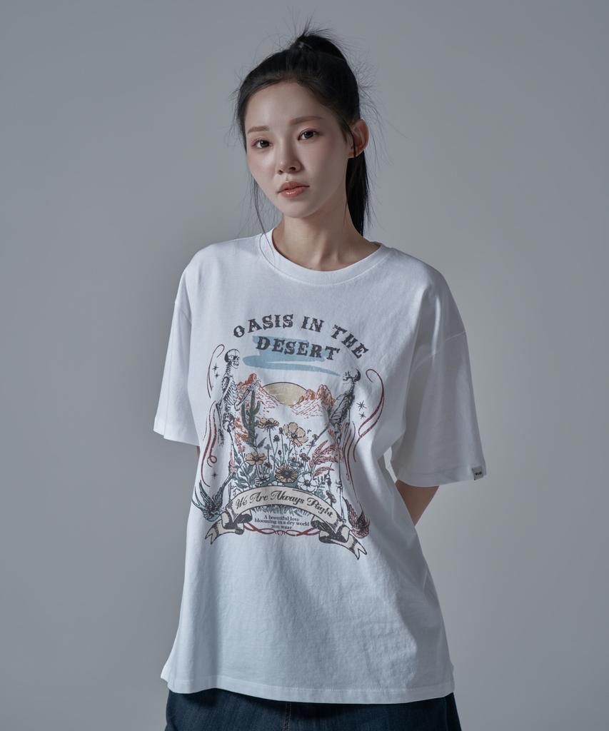 WAARFORWOMAN Wt-72 Skull Oversized Short Sleeve T-Shirt_White