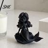 Niche Atmosphere Decoration 3D Printed Mermaid Action Figure, Dark Gothic Style Figurine with Matte Black Finish, Movable Joints Minimalist Sculpture