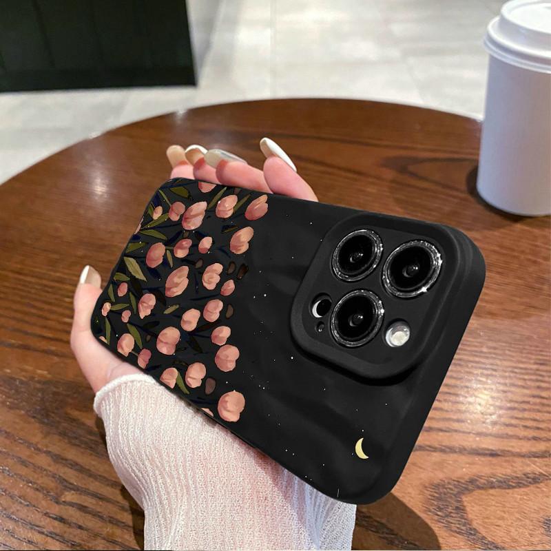 Морщины и неровности на поверхности мобильного телефона, защитный матовый чехол из ТПУ с цветочным принтом и тюльпанами, мягкий силиконовый чехол