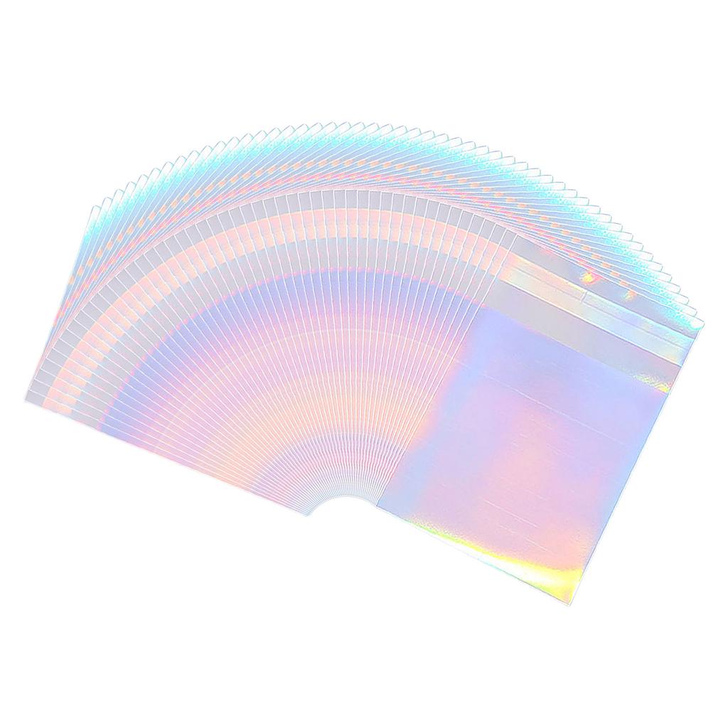 50Pieces Holographic Mailing Envelopes Rainbow Flat Foil Bags With Self Adhesive Seal For Courier And Gift Packaging