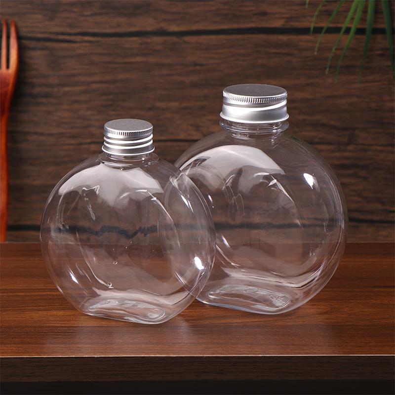 320/500 мл Плоская круглая бутылка для воды Прозрачная бутылка для молока, чая, кофе Бутылки для питья Портативная ПЭТ бутылка для сока, напитков