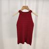 Summer Korean Solid Color Halter Neck Sleeveless Slim Twist Knit Vest For Women