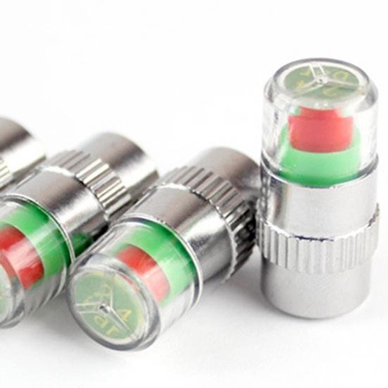 Tire Pressure Monitoring Valve Stem Caps Visual Tri-Color Alert Caps Waterproof Tire Pressure Gauge Replacement Caps for Cars Trucks SUVs