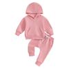 Newborn Pants Set 6M 12M 18M 24M 3Y Toddler Casual Solid Color Loose Fit Hoodies and Elastic Waist Pants Outfits Baby Pants Suits