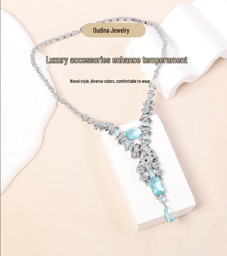 Высококлассное европейское и американское ретро леопардовое циркониевое ожерелье: Модные украшения на каждый день