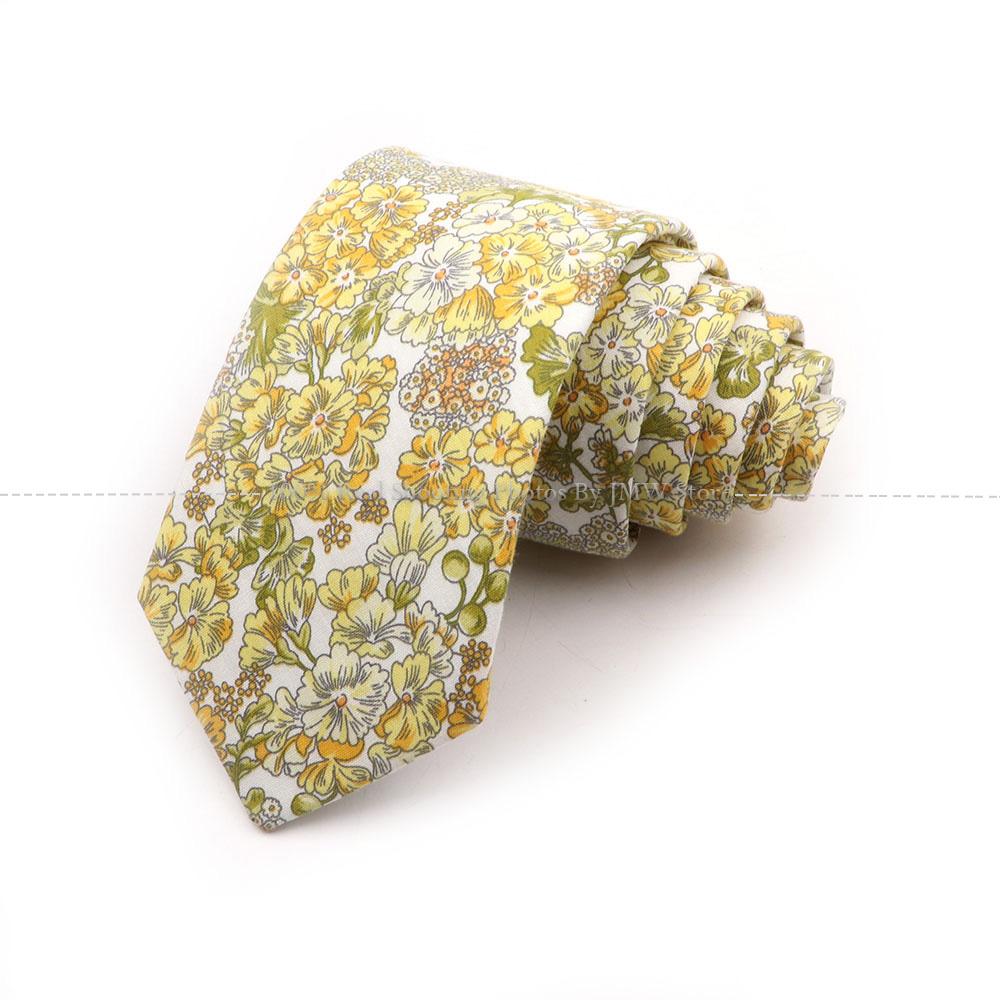 Новый шик, галстук с цветочным принтом, галстук из 100% хлопка, для мужчин, светлый цвет, повседневный узкий галстук, свадебная вечеринка