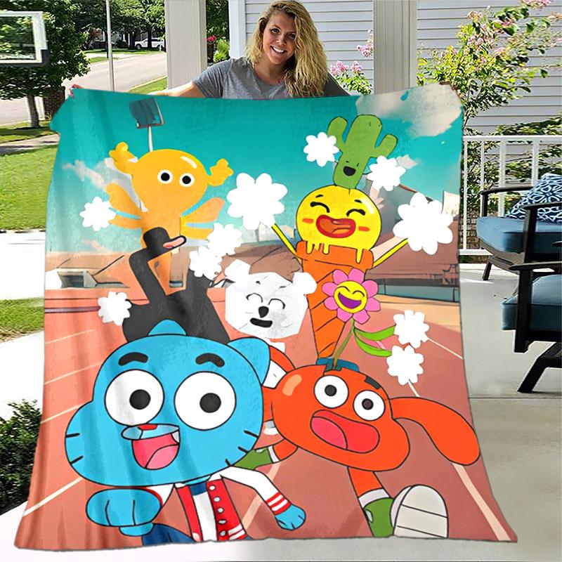 1pc Blanket The Amazing World of Gumball Print Design, Lightweight Blanket for Sofa, Bed- Soft &Warm, Gift for All Seasons like Christmas, Halloween