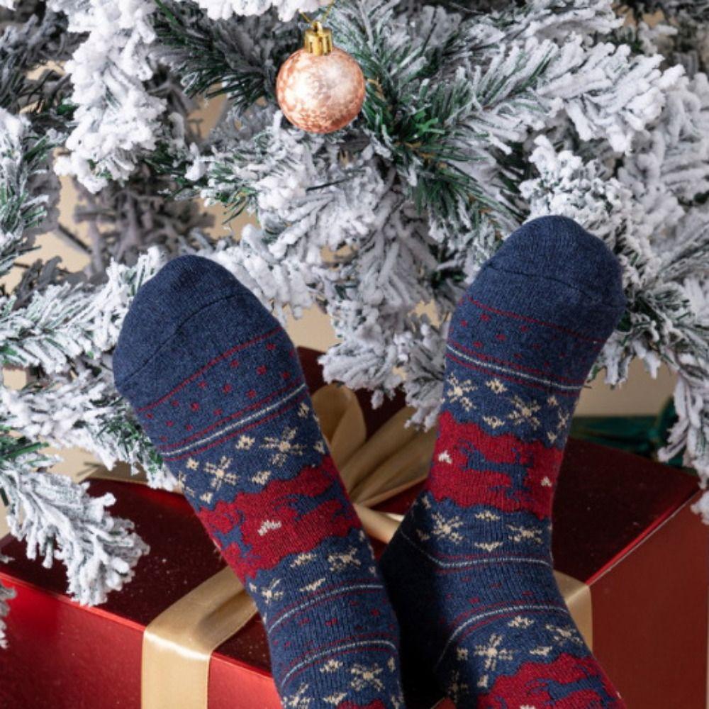5 пар оригинальных шерстяных носков, хлопковые вязаные рождественские забавные носки, модные носки с Сантой, унисекс