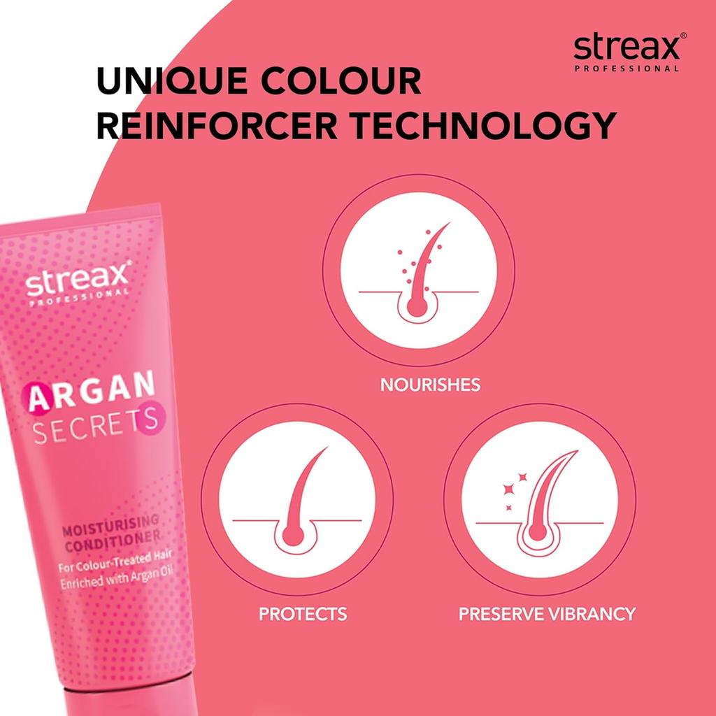 Streax Профессиональный кондиционер Argan Secret для женщин Питание волос Защита цвета 240 г 1 шт.