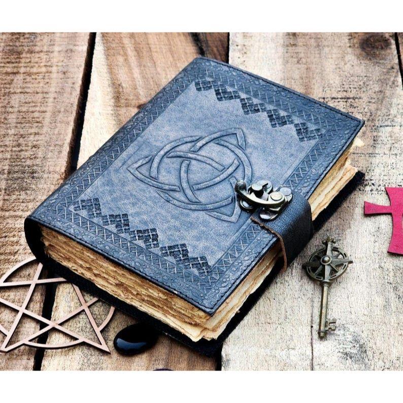 Журнал ручной работы из кожи Spell The Triquetra Journal Circle of Triquetra Book Для мужчин и женщин Travel Sketchboo пустая книга заклинаний теней