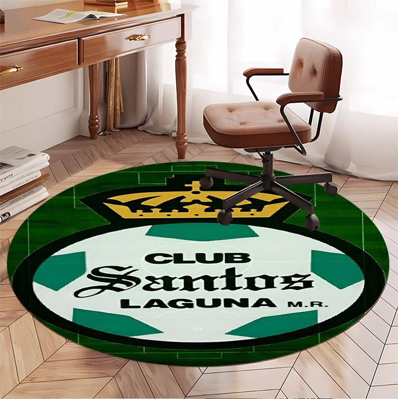 Club Santos Laguna Pattern Round Rug, Indoor/Outdoor Mat, for Picnic, Gameroom, Bedroom, Office, Living Room, Home Decor Carpet, Birthday Gift