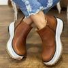 Women Leather Boots Round Toe Side Zipper White Bottom Ladies Platform Shoes Solid Color Daily Walking Female Ankle Booties35-43