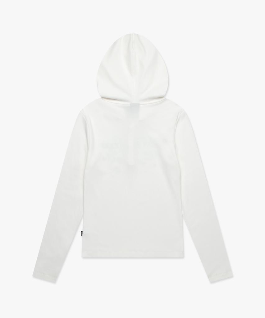 LMC Wm Button Hooded Long Slv Tee White