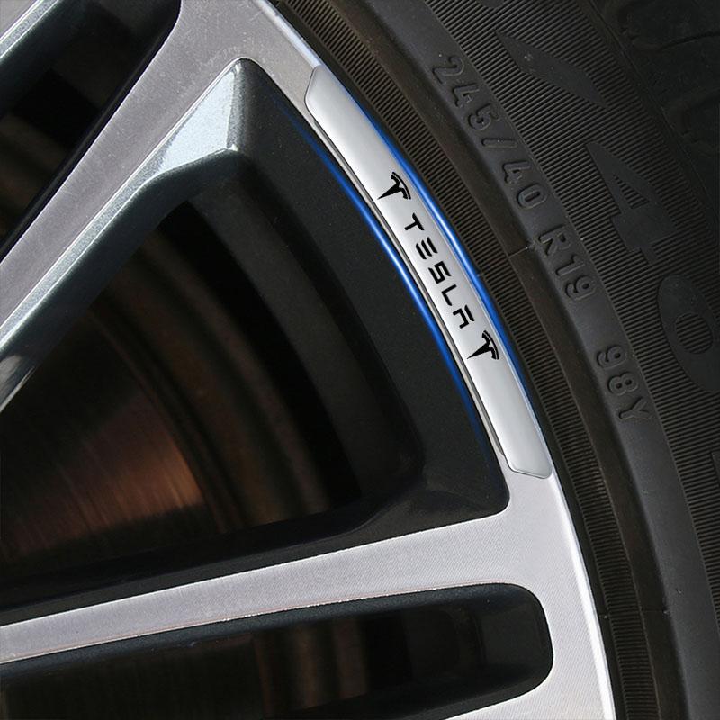 4Pcs Auto Wheel Hub Badge Tire Rim Stickers Accessories For Tesla Model 3 Model X S 2016-2023 Model Y Decals TM3 TMX