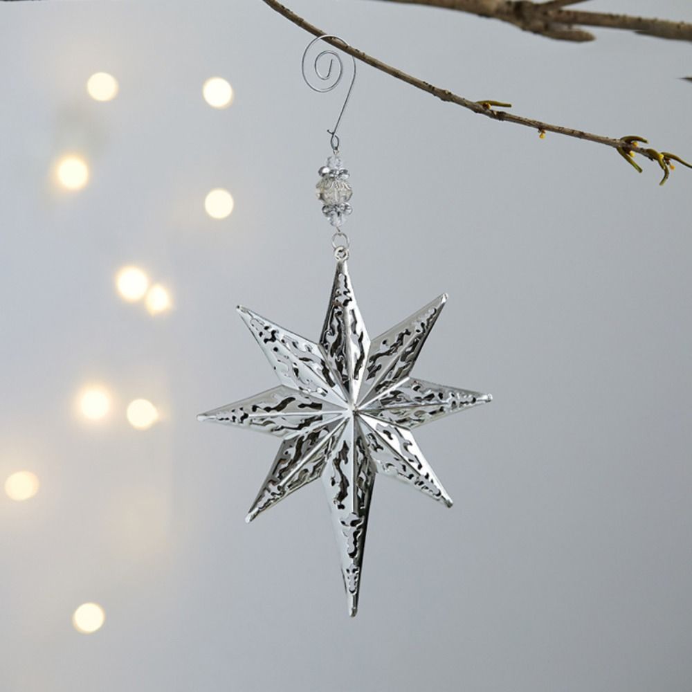 Железная 3D Рождественская Снежинка Подвеска Объемные Блестящие Рождественские Украшения для Подвешивания на Елку Многоразовые Покрытие Золото/Серебро