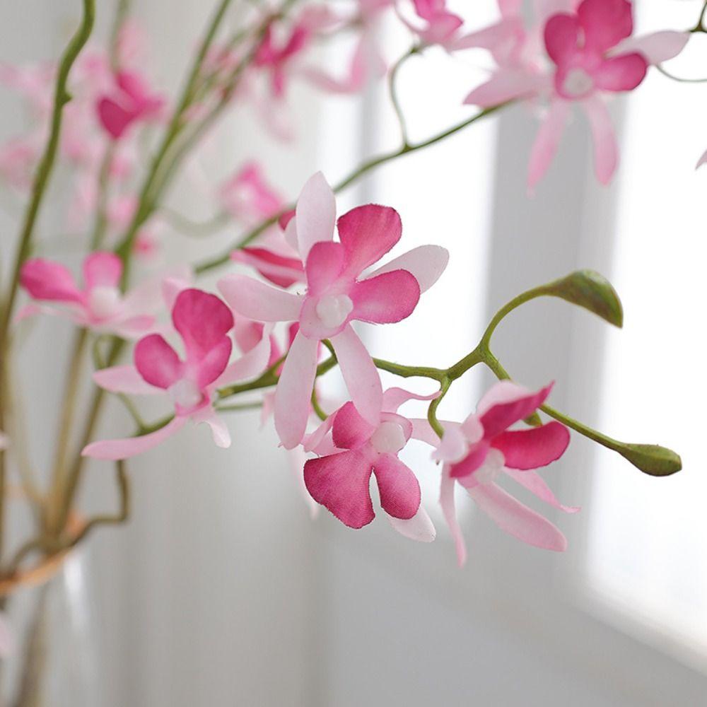 3 Fork Cymbidium Flower Branches Real Touch Simulation Phalaenopsis Fake Flowers Wedding Decor