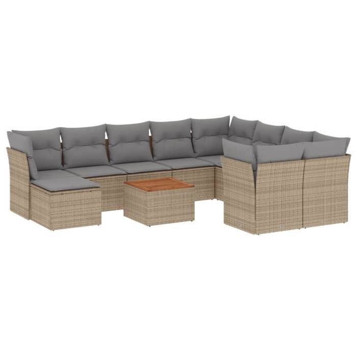 VidaXL Salon de Jardin avec Coussins 11 pcs, Canapés de Terrasse, Ensemble de Meubles de Patio, Mobilier d'Extérieur, 3256304