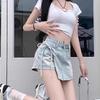 Летняя А-образная юбка с высокой талией и нерегулярными бретелями, женские маленькие короткие кюлоты