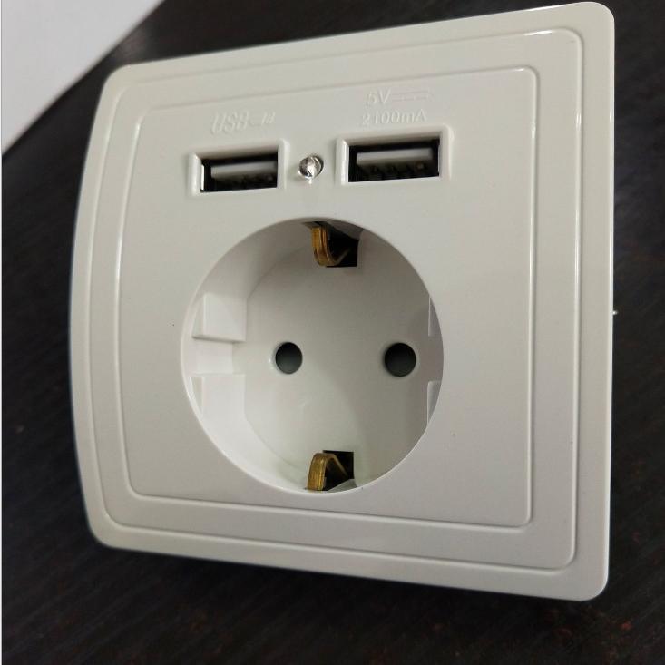 1 шт. настенная электронная розетка европейского стандарта с двойной домашней USB-вилкой, зарядное устройство, розетка с USB