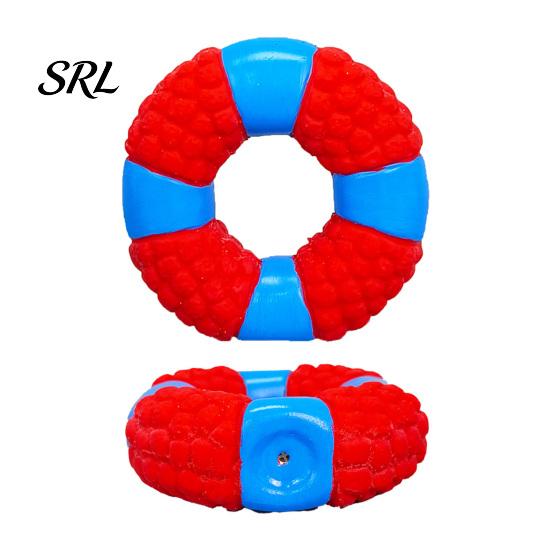 Safe Latex Dog Toy Lifebuoy Ring Toy, Squeaky Chew Teeth Pet Fetch Toys Cleaning for Aggressive Chewers, Interactive Training