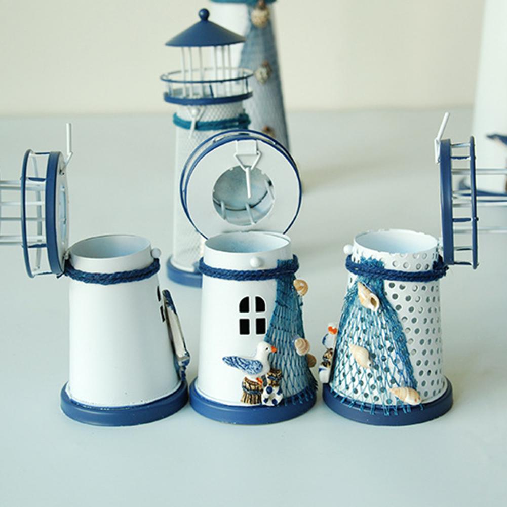 Mediterranean Style Small Lighthouse Sea Decoration Crafted Light Tower Home DecorationCreative Gifts Nautical Themed Adorn