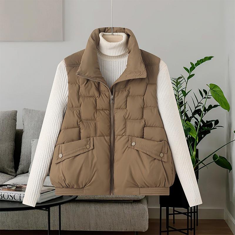 Осень и зима новый хлопковый жилет женский воротник-стойка пуховый хлопковый жилет свободный короткий жилет женское пальто