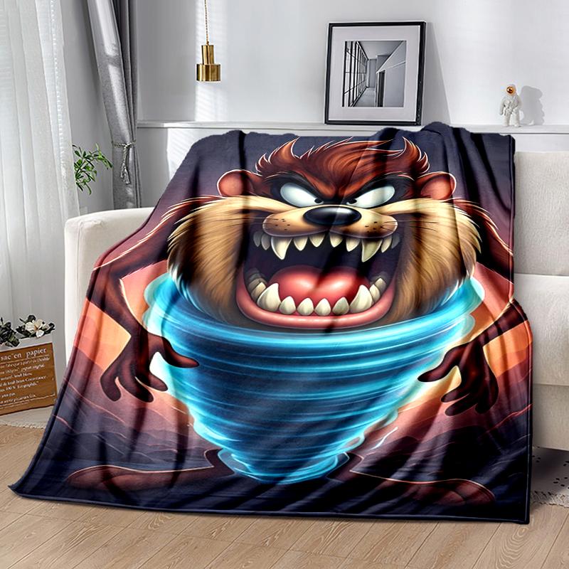 1pc Blanket Taz Mania Print Design, Lightweight Blanket for Sofa, Bed- Soft &Warm, Gift for All Seasons like Christmas, Halloween