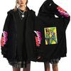 Anime JOJO's Bizarre Adventure Printed Fleece Zipper Hoodie Fall Winter Casual Teen Sports Sweatshirt