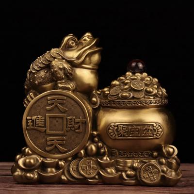 Латунная Медная Чаша Удачи Трехногая Золотая Лягушка Ежедневное Богатство Дом Офис Магазин Ремесленный Орнамент