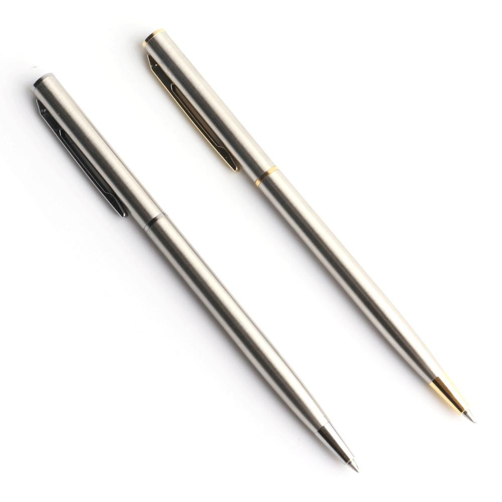Металлическая гелевая ручка, материал из нержавеющей стали, вращающиеся гелевые ручки, цвет чернил, черный, синий, точка для письма 0,5 мм для школьных офисных канцелярских принадлежностей