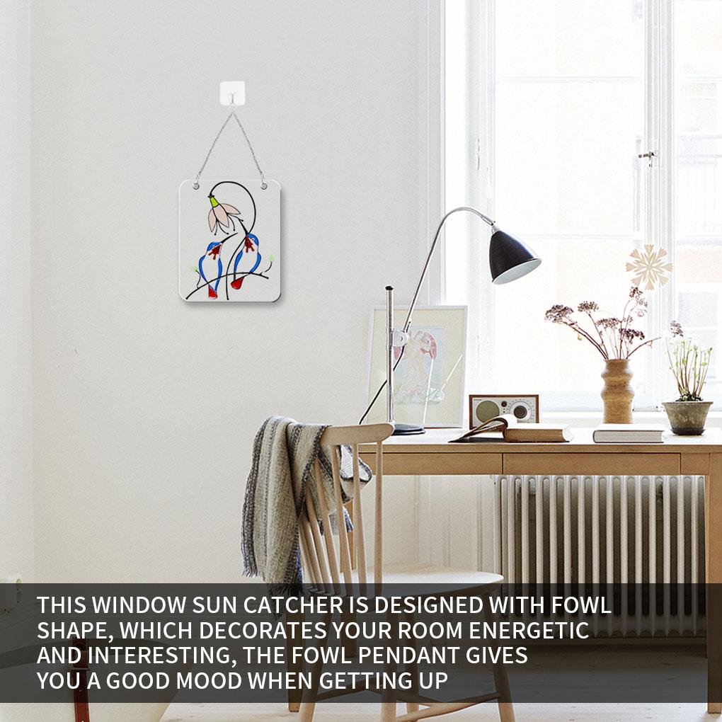 Window Panel Fowl Shape Hanging Pendant Acrylic Stained Panel for Home Decoration