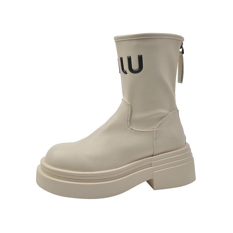Shoes for Women Thick Sole Knee-High Elastic Long Boots Women Autumn Winter New Letter Height Increasing Motorcycle Women Boots