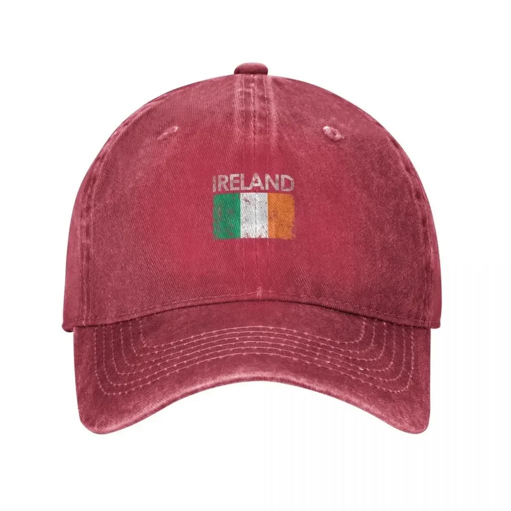 Ireland Irish Flag Vintage Baseball Cap Distressed Denim Adjustable Sun Protection Casual Hat Adult