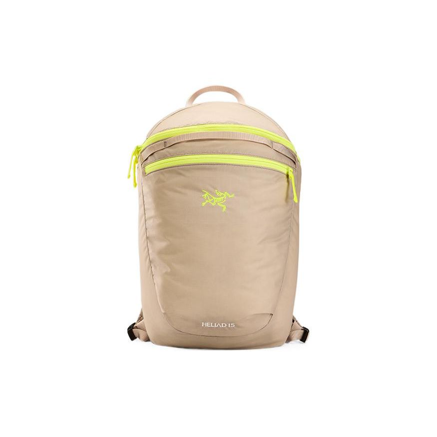 Arcteryx 15L Heliad Solid Color Embroidered Zipper Backpack Unisex Backpack Brown Green X000006057-WICKER/SPRINT