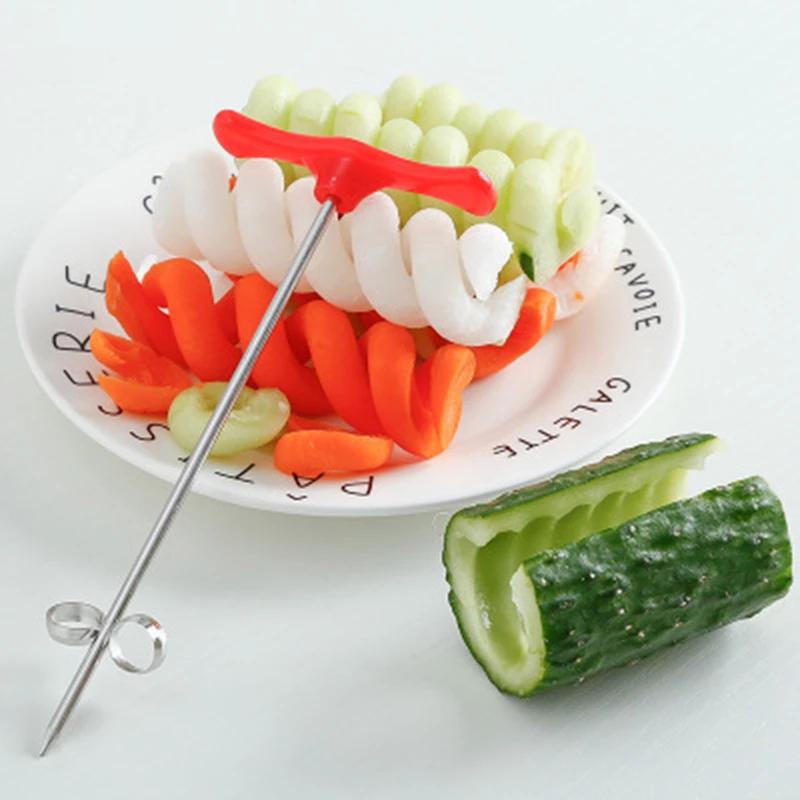 Спиральный нож для овощей, картофеля, моркови, огурцов, салата, измельчитель, винтовой слайсер, резак, спиральный кухонный инструмент, аксессуары