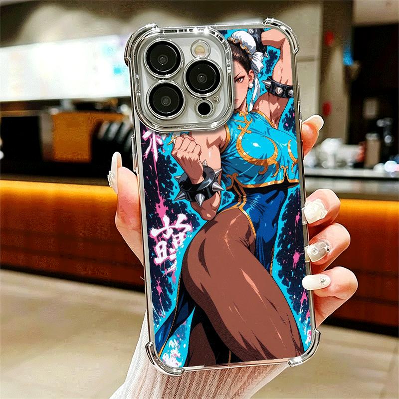 ChunLi S-Street F-FighterS Plating Phone Case For Iphone 16 17 Pro Max Air 16E 14 15 Plus 12 13 Mini Anti-Fall Airabag Cover