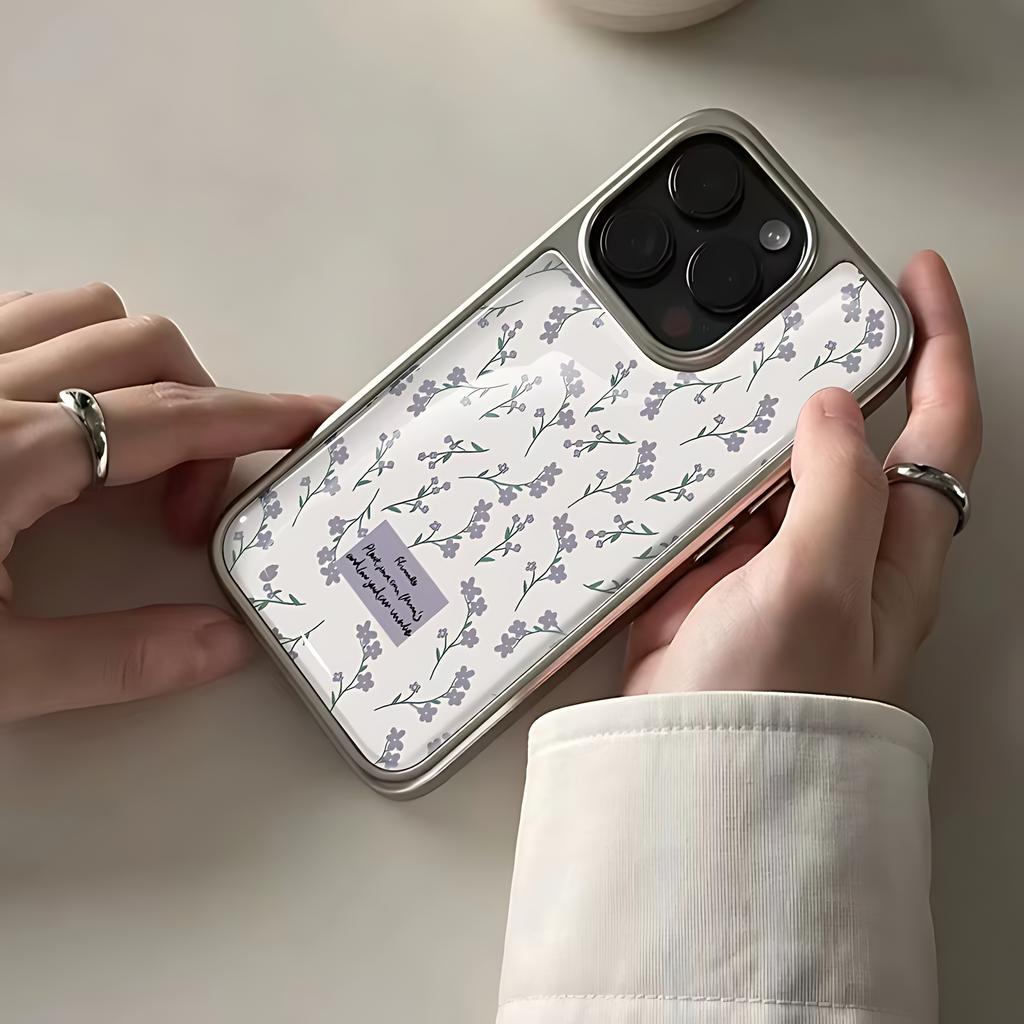 Изысканный фиолетовый цветочный принт Чехол для телефона для iPhone 17 16e 16 15 14 13 12 11 Air Pro Max X XR XSMAX 8 7 Plus Роскошная прозрачная крышка