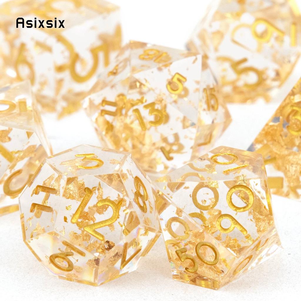 7 шт. желто-золотые кубики с острыми краями из смолы, многогранные кубики, подходящие для ролевых ролевых игр, настольная игра