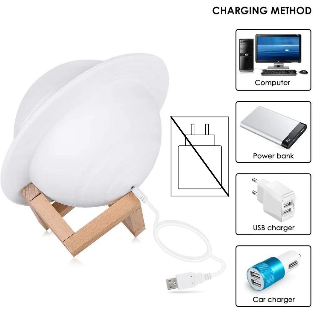 13/16/22 см 3D печать Saturn ночник 16 цветов пульт дистанционного управления сенсорный ночники украшение спальни лунный свет детские подарки