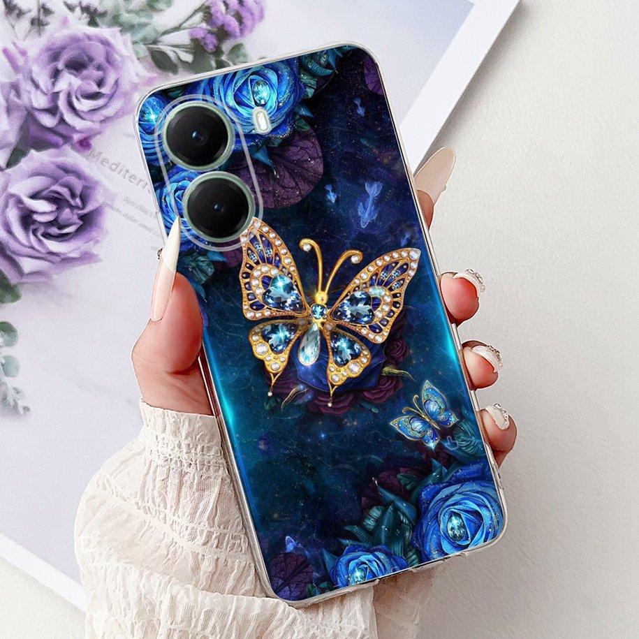 Чехол для Xiaomi Poco X7 Pro 5G Модный Цветочный Королевский Узор Мягкий Силикон Прозрачная Крышка Телефона Для Xiaomi Poco X7 PocoX7 Pro Fundas