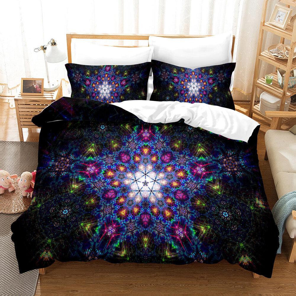 Art Visual Space 3D Digital Printing Three-Piece Quilt Cover Sheet Kit