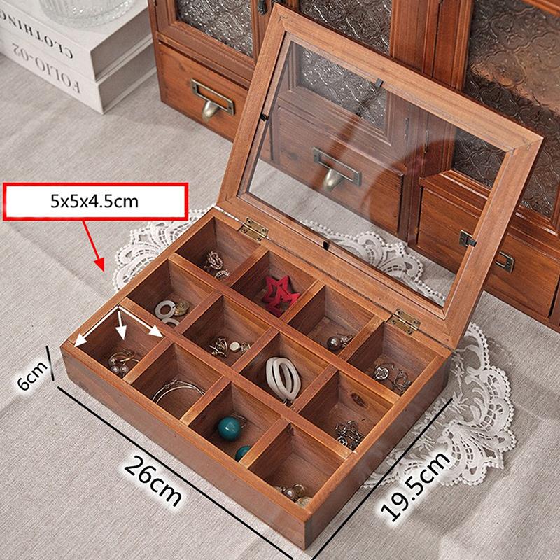 Винтажная шкатулка для колец, деревянная шкатулка с прозрачной крышкой, портативная шкатулка для украшений, коробки для демонстрации браслетов и сережек